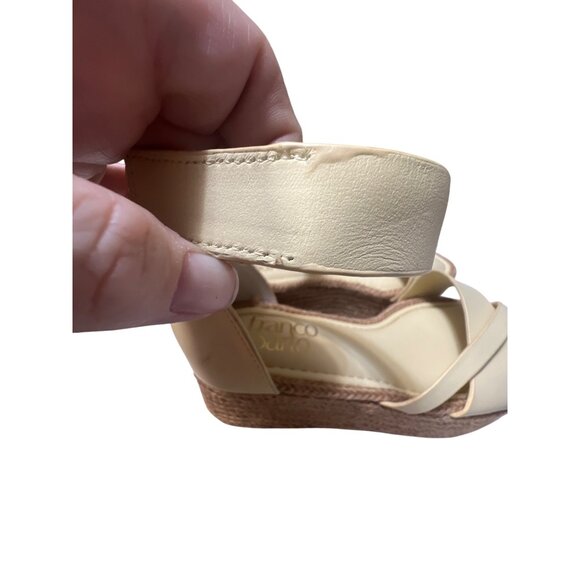 Franco Sarto Womens Beige Wedge Sandals Size 7.5 Espadrille Ankle Strap Platform - Picture 4 of 8